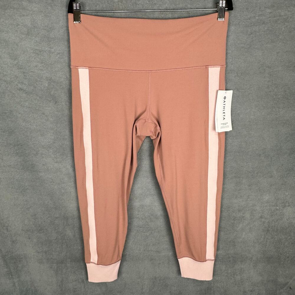 Athleta Leggings Womens 1X Pink Elation Rib Trim 7/8 Tight Workout Comfort Gym - Picture 2 of 14